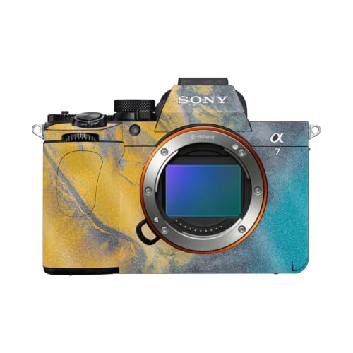 Image of Glossy Glitter Camera Skin Compatible with Sony Alpha A7 Mark V (2025) - Yellow Spill - Premium 3M Vinyl Protective Wrap Decal Cover - Easy to Apply | Crafted in the USA by MightySkins