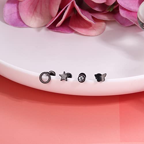 FASACCO Cartilage Earring 18G Flat Back Stud Earrings Surgical Steel Helix Tragus Piercing Jewelry3
