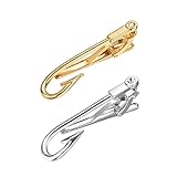 RunootPR Fun Tie Clip Set for Men Unique 2PCS Fishhook Silver Gold Tie Bar Personalized Jewelry Gift