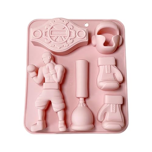 Lot de 2 moules en silicone sur le thème de la boxe pour fondant, sport, exercice, fitness, gâteau, chocolat, gelée, bonbons, bougie artisanale, maison, BAr408 (18 x 15 cm)