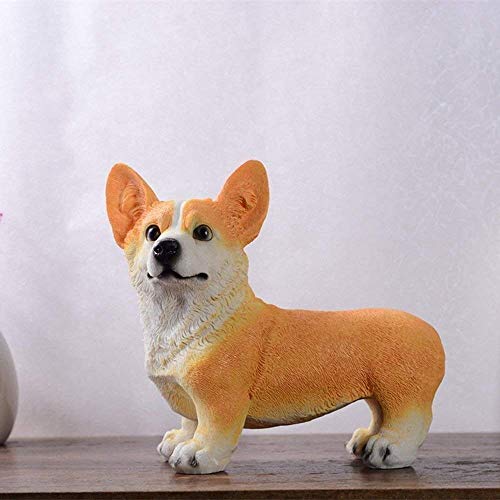 Statue de Corgi décoration polyrésine petite taille jaune maison - 2