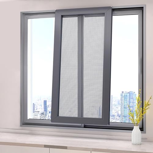 Ventanas Correderas para Baño/Cobertizo/Gallinero, Ventana de Repuesto con Vidrio Templado y Mosquitera, Ventana Corredera Marco Aluminio Aislamiento Acústico(81x69cm(WxH))