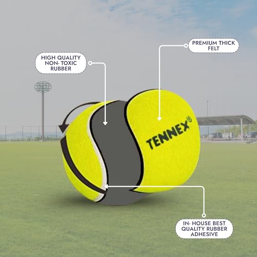 Image of TENNEX Rubber Cricket Tennis Ball Heavy /Hard in Red Colour | Standard Size | Overarm Cricket | Approx125 Grams (Standard, 12)