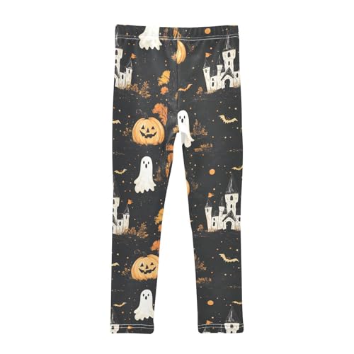 Halloween with Ghosts Pumpkins Girls Leggings Castles Kids Yoga Pants Dance Active Tights 4T2