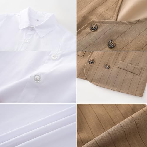 Baby Boys' 4-Piece Gentleman Suit Set with Shirt, Vest, Bowtie and Pants Outfits3