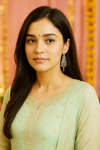 Touchstone "Hollywood Glamour Oscar Collection" Extra Long Chandelier Earrings Indian Paisley Motif Designer Bridal Jewelry In Antique Gold or White Tone for Women.4