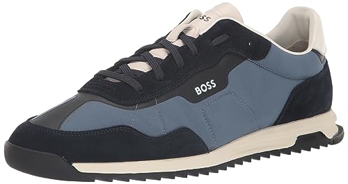 Image of BOSS Men's Zayn Low Profile Suede Leather Two Tone Sneaker