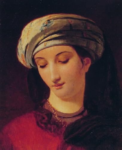 Peinture François Navez portrait de femme au turban toile décorative 60x90cm