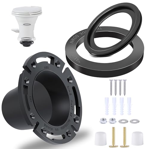 RV Toilet Seal and 3 Socket Floor Flange Kit for Dometic 300 310 320 Toilet Replacement Parts 385345892 RV Toilet Flange 385311658 Flush Ball Seal and 385311652 Base Seal Gasket 3-in-1 Repair Kit