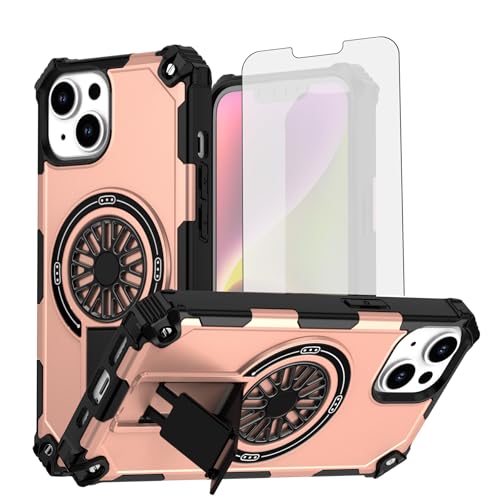 Coque iPhone 13 antichoc Asuwish or rose avec protège-écran en verre