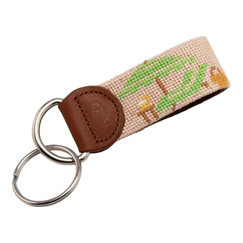 Image of Leather Hand-Stitched Needlepoint Key Fob or Key Chain