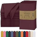 Ruvanti Cloth Napkins Set of 12, 18x18 Inches, 100% Cotton, Washable, Soft & Absorbent, Perfect for Wedding, Christmas, ‎Thanksgiving Dinners - Burgundy