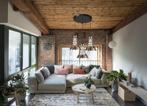Image of Badminton Shuttle Copper Antique Hanging Light for Home Decor 3-Light Pendant Lamp Metal Ceiling Hanging Light (Bulb Not Included) Cluster Set