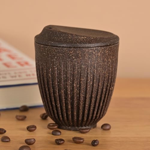 Image of Eha Earth Friendly Retro Coffee Mug with Lid | Tea Cup Set | 250 ml | Made with Rice Husk | Microwave Safe Mugs for Gifting | 1 Unit | Coffee