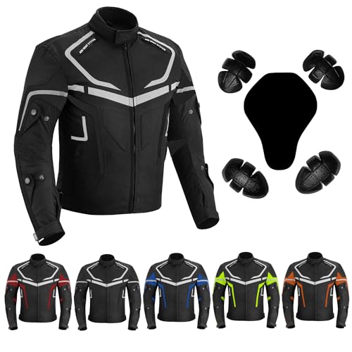 Vaster Moto Chaqueta de motociclista impermeable y blindada hombre, para invierno y verano, de Cordura, con homologación CE (EN 17092-4) (FR/ES, Letras, 5XL, Regular, Regular, Negro)