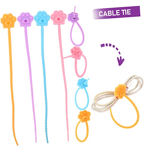 20 unidades de ataduras de silicona para organización de cables, sujetador multipropósito bajo escritorio miniatura 7