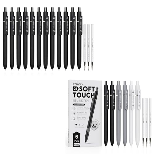 Set de 24 bolígrafos STAGEEK gel negro 0.7mm