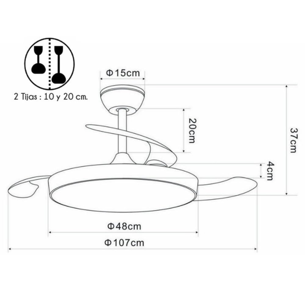 NARVI Ventilador de Techo Madera Haya Ø107 cm con Luz LED Regulable, Motor DC Silencioso de Bajo Consumo, Lámpara Ventilador con Mando, 3 Aspas Retráctiles, MANHATTAN 8996 WDNL. Potencia 60W