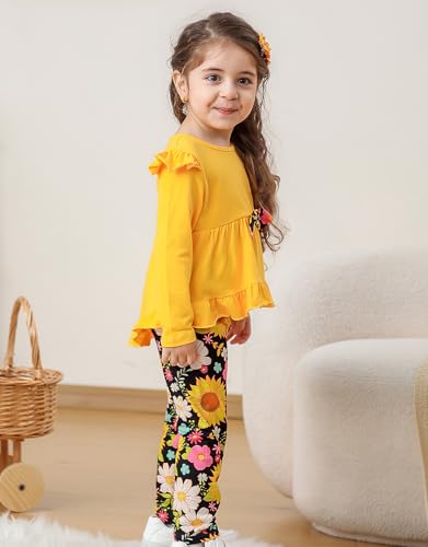 Baby Girl Clothes Toddler Outfits Long Sleeve Ruffle Floral Pants Set Fall Winter 1-5 Years3