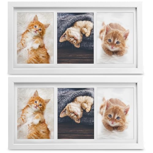 bomoe 2x Bilderrahmen Collage für 3 Fotos 10x15 cm – Fotorahmen Collage...