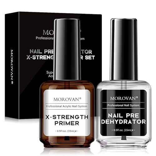 Morovan Nägel Primer und Dehydrator für Gelnägel: Dehydrator und Primer für Nägel No Burn Fast Air Dry Nail Prep Dehydrator und X-Strength Primer