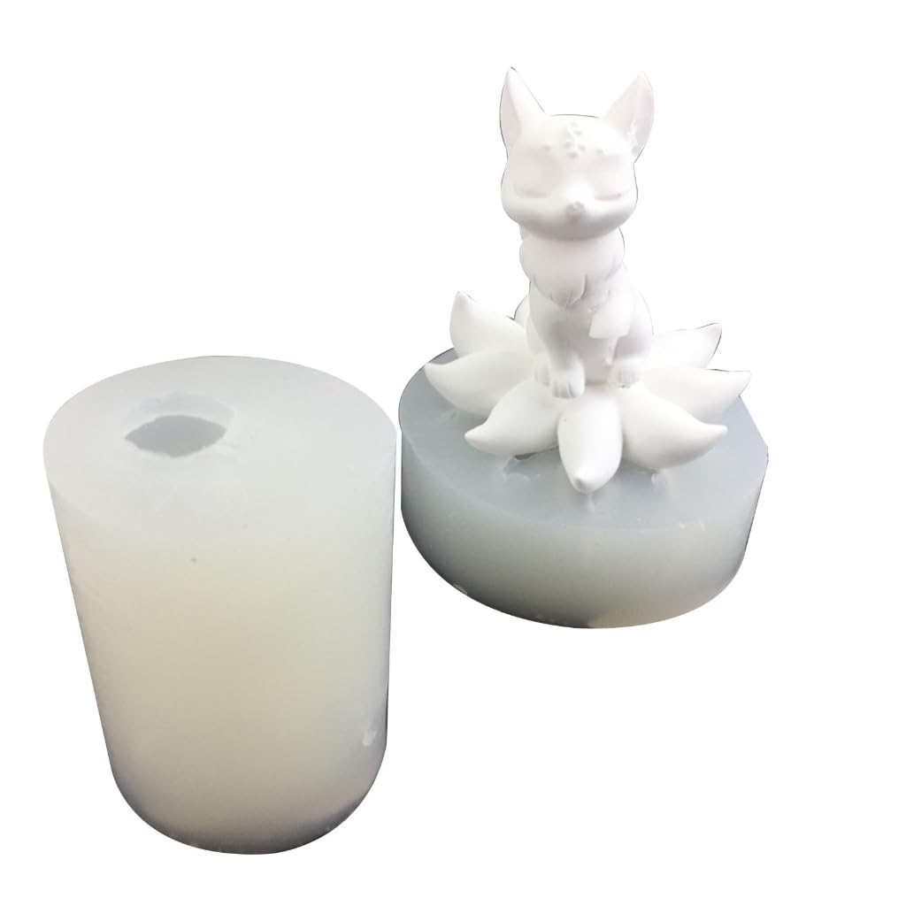 Moule Silicone 9 Renards à Queue - Pour Plâtre, Résine, Savon, Facile à Démouler, Réutilisable