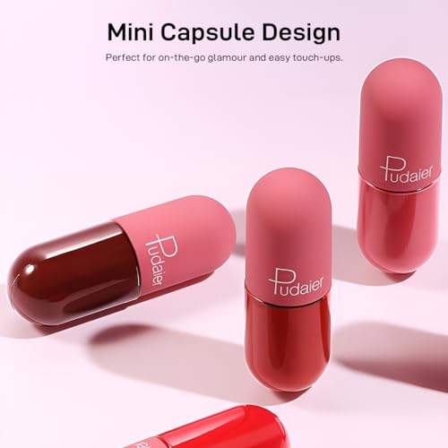 Image of Multibrite Mini Capsule Lip Glaze Women Matte Liquid Lip Gloss Beauty Glaze Waterproof Long-Lasting Non-Stick Smooth Lipstick (Ruby Red 912)