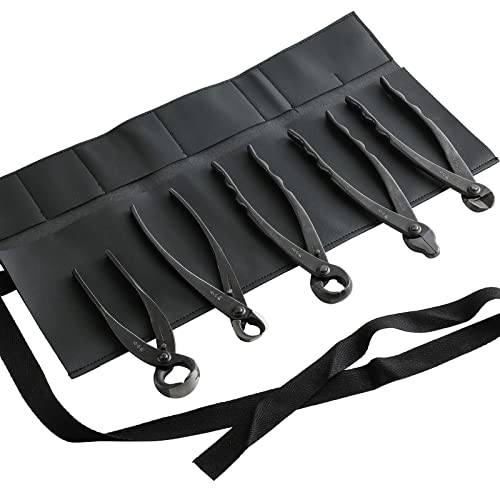 Wazakura Made in Japan 5 PCS Bonsai Cutter Tools Set with Roll Bag: Concave Branch Cutter, Knob Cutter, Jin Plier, Wire Cutter, Root Cutter. Bonsai Tool Kit - 5 Piece Bonsai Cutter Set with Case