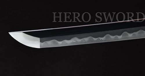 Miniatura 6 de HERO SWORD Arcilla Templado Plegado Acero Superior Real GUNOME Hamon Katana Japonesa Samurai Espada Cobre Ola de Mar Tsuba Kashira Fuchi Menuki