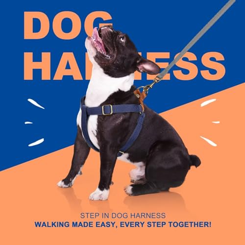 Image of Didog Step in Dog Harnes for Medium Dogs, Dark Blue, M, Chest 19-28 inch