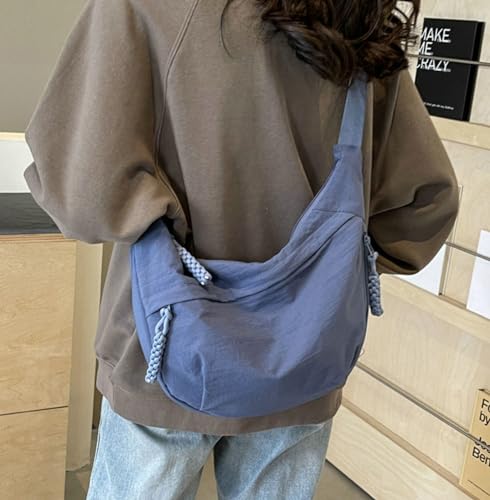 Image of Hobo Bag for Women Men Crescent Shoulder Bag Retro Nylon Canvas Crossbody Bag Slouchy Corduroy Dumpling Bag Purse | Retro