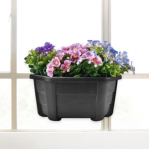 Orimerc 9.8 Inch Plastic Wall Planter For Indoor Plants, Wall Hanging Flower Pot For Railing Fence Balcony Outdoor Décor Plastic Wall Mount Plant Basket-Dark Coffee thumb #7