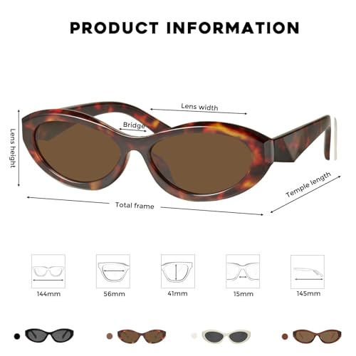 Image of mosanana Oval Cat Eye Sunglasses for Women Retro Y2K Style MS52372 | Geometric Stylish Temples, UV400 Protection, Designed for Daily Outfits, Travel and Fashion Looks