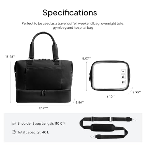 Image of TOPEAST Travel Duffle Bag, Weekender Bags for Women with Shoe Compartment