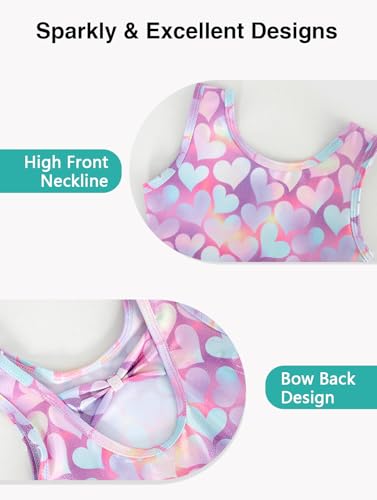 HOZIY Gymnastics Leotards for Girls with Shorts Biketards Dance Tumbling Outfits Matching Scrunchies 1-12 Years Old