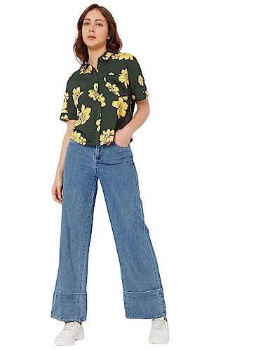 Image of VERO MODA Women's Polyester Regular Fit Collar Neck Shirt