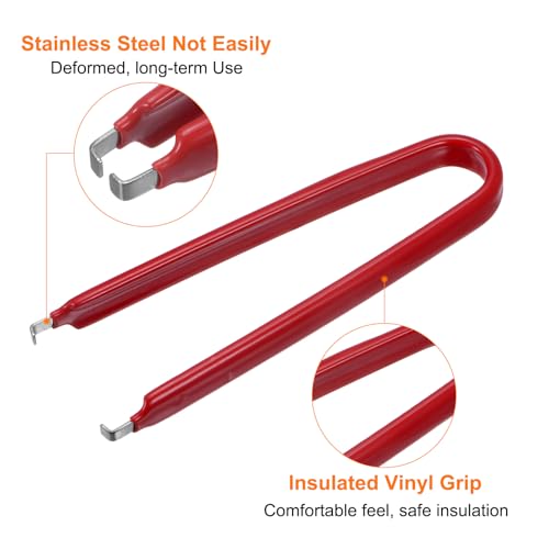 Image of HARFINGTON 3Pcs IC Chip Extractor IC U Shape Puller Stainless Steel with Insulated Vinyl Grip Motherboard Circuit Board Component Puller Chip Extractor for PCB Removal Tool, Red