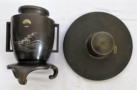 金属工芸　銅器　銀象嵌　薄端　華道 金属工芸 銅器 銀象嵌 薄端 華道