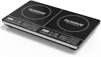 Nuwave PIC Double, Portable, Powerful 1800W with 2 Large 8” Heating Coils, Independent Controls, 94 Temp Settings from 100°F to 575°F in 5°F Increments, 11.5” Shatter-Proof Ceramic Glass Surface
