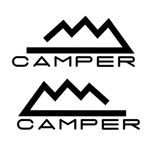 2X CAMPER MOUNTAINS Modern Decal Stickers – campervan decal Gift – Available in Various Colours – Perfect for Campervan Bodywork & Windows Pack of 2 – Level 33 Graphics 220mm x 125mm (black)