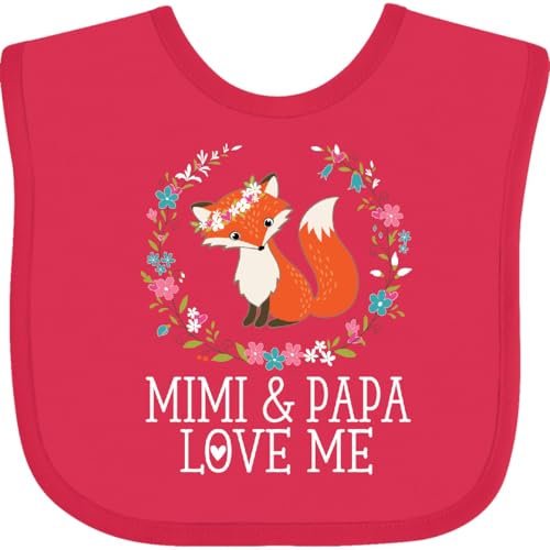 inktastic Mimi and Papa Love Me Woodland Fox Granddaughter Baby Bib