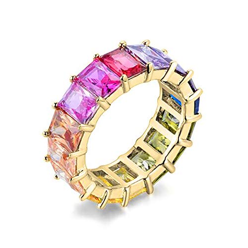NYC Sterling Women's Gold Plated .925 Silver Emerald Rainbow Eternity Ring (6)