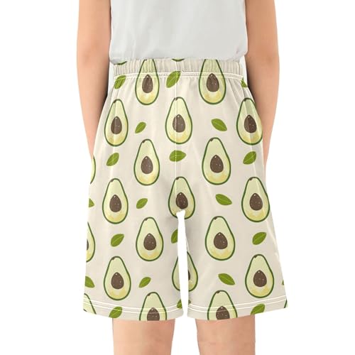 ALAZA Avocado Leaves Pajama Shorts Elastic Waist Casual Sleep Shorts with Pockets Size 6-142