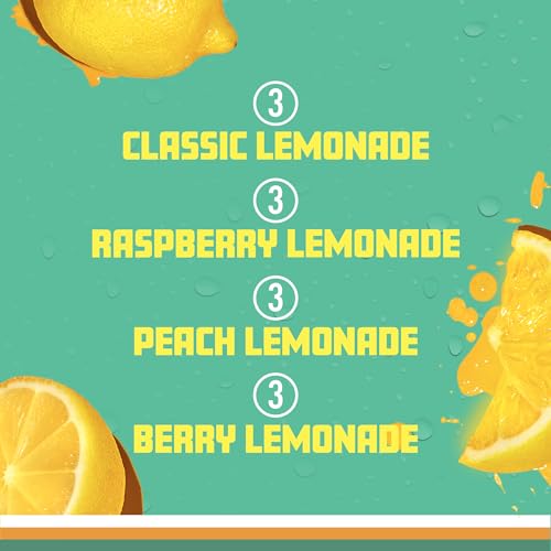 Sparkling Ice Lemonade Variety Pack, Flavored Sparkling Water, Zero Sugar, with Vitamins and Antioxidants, 17 fl oz, 12 count (Berry Lemonade, Raspberry Lemonade, Peach Lemonade, Classic Lemonade)