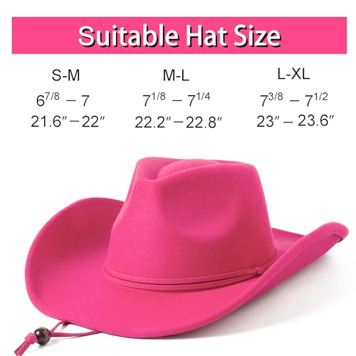 Image of Lanzom Women Men Retro Felt Wide Brim Western Cowboy Cowgirl Hat Dress Up Hat with Wind Lanyard