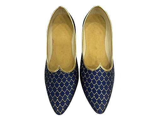 Stop n Style Mens Sherwani Blue Jutti Tradition Ethnic Wedding Indian Shoes Mojari2