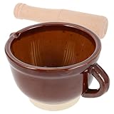 OUNONA 1 Satz Holzstößel mit Keramischer Schüssel Manuelles Gewürze Zerkleinern Knoblauch für Mahlen von Gewürzen und Kräutern