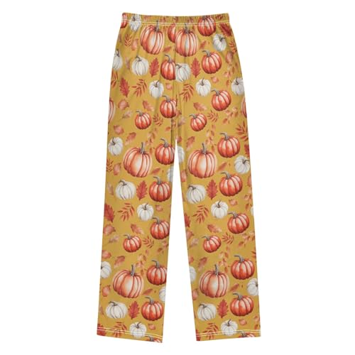Pajama Pants Lounge Sleep PJ Bottoms Sleepwear Elastic Waist Drawstring S Orange Pumpkin2