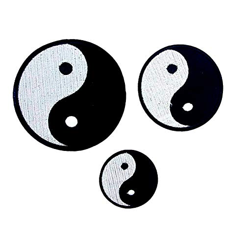 Oyfel Patch Ecusson Brodé Thermocollant Couture Main Coudre Art Lot Style Chinois Tai Chi Yin et Yang 5 Pcs(1X9.6CM+2X5.1CM+2X7.5CM) Cover