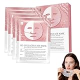 Collagen Glow Up Mask,Collagen Face Mask Overnight,Korean Firm Skin Deep Hydrating Masks,Korean Anti Wrinkle Lifting Face Mask,Elasticity Improvement-4 PCS